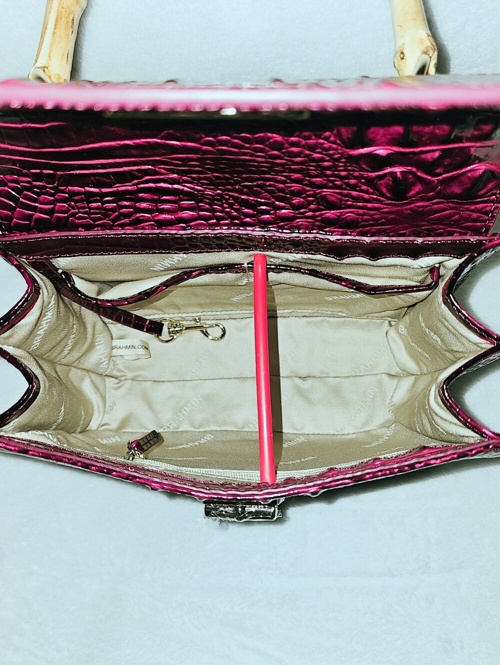 NWT Brahmin CHERRY LACQUER Mod Small Hallie w/Jane Wallet - Picture 8 of 16